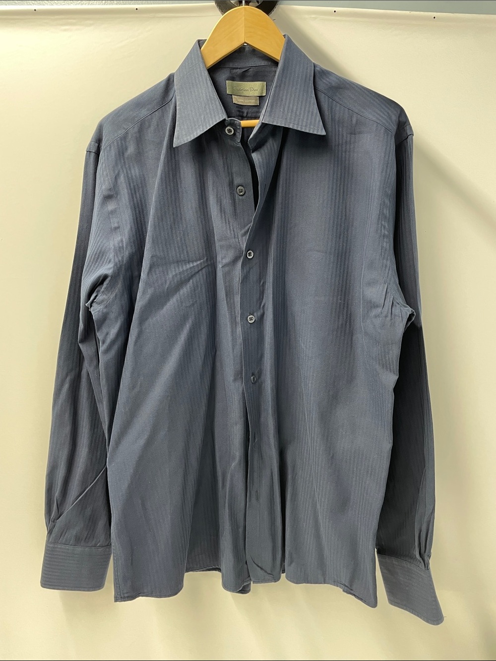 CHRISTIAN DIOR MENS BLUE STRIPED DRESS SHIRT FTL-08-223